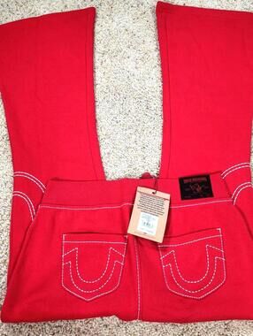 NEW True Religion Pull-On Flare Jeans Red Anniversary Medium